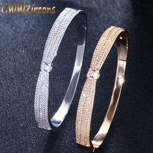 Cwwzircons pulseira fashion feminina acessórios cz pedras cor dourada amarela pulseira aberta joia de marca de luxo designer bg018 2024 - compre barato