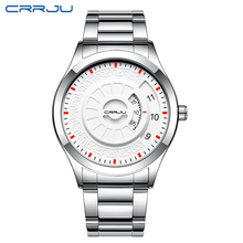 CRRJU Fashion Luxury Brand Unique Design Watch Men Quartz Silver Watch Waterproof Big Dial Sports Watches Retro Relogio 2024 - buy cheap