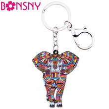 Bonsny Acrylic Jungle Elephant Key Chains Keychains Rings Unique Animal Jewelry Holder For Women Girls Bag Car Charms Gift Party 2024 - buy cheap