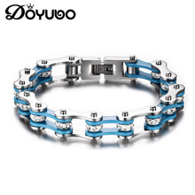 DOYUBO-Pulseras de cadena de bicicleta para hombre, brazaletes de acero inoxidable 316L de Color azul, estilo Punk, joyería DD009 2024 - compra barato