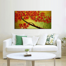 Large Hand painted Abstract Red Flower Tree Oil Painting On Canvas Flower Picture Wall Art FOR living room Home Decoration 2024 - buy cheap
