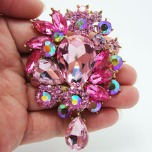 Мода и романтический розовый кристалл горный хрусталь брошь цветок 2024 - купить недорого