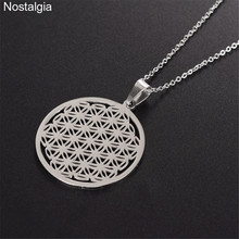 Nostalgia Stainless Steel Spiritual Flower Of Life Necklace Wicca Pagan Mandala Pendant Sacred Geometry Jewelry Fleur De Vie 2024 - buy cheap