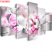 5D completa Broca Quadrado Redondo Diamante DIY Pintura abstrata rosa rosas Ponto Cruz kits 5 peças Bordado Diamante Mosaico venda 2024 - compre barato