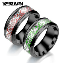 Мужское кольцо из углеродного волокна с инкрустацией дракона красного и зеленого цвета, удобное кольцо из нержавеющей стали для мужчин, обручальное кольцо 2024 - купить недорого