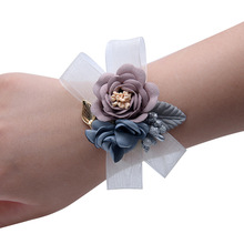 10 pçs/lote Corsages Pulso De Casamento Flores de Noiva Casamento de Cristal Mão Artificial Flower Decor 2024 - compre barato