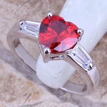 Gorgeous Red Garnet White CZ Silver Plated  Women's Jewelry Ring Size 6 / 7 / 8 / 9 R0469 2024 - buy cheap
