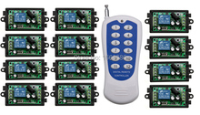 Dc12 1 ch 1ch rf sistema de interruptor controle remoto sem fio, transmissor 12ch + 12 x receptores/lâmpada/janela/portas garagem persianas