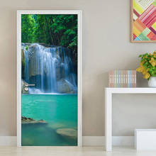 Водопад Гостиная Спальня 3D дверная наклейка водостойкая бумажная дверная наклейка s ПВХ самоклеящаяся настенная бумага домашний декор 2024 - купить недорого