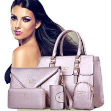 Fashion Women 5 Piece/set Handbag Purse Set Classic Messenger Bag Imitation Leather Shoulder Bag 6 Colors Ladies PU Bag 2024 - buy cheap