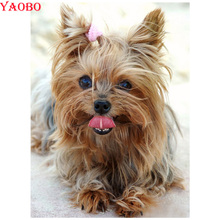 Pintura de diamante artesanal de Yorkshire Terrier, bordado de punto de cruz, 5d, taladro redondo y cuadrado completo, imagen mosaico de diamantes para perro y mascota 2024 - compra barato