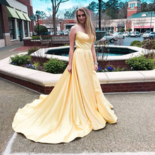 Elegant Long Yellow Prom Dress Spaghetti Straps Formal Evening Party Dress Crisscross Back Chapel Train Vestido De Formatura 2024 - buy cheap