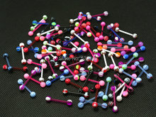 body piercing jewelry bioplast barbell acrylic 3mm ball tongue rings  wholesale jewelry 1.2*8*3/3mm tragus mix color design 2024 - buy cheap