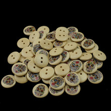 Botones de madera mezclados de 15MM, 2 agujeros para coser, álbum de recortes, accesorios de costura, botones decorativos, 100 Uds. 2024 - compra barato