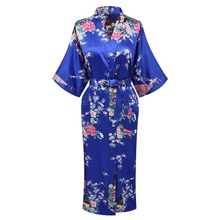 Летнее Новое поступление женское шелковое атласное кимоно юката, свадебное платье подружки невесты, ночная рубашка с цветочным принтом, Размеры S M L XL XXL XXXL ZS01 2024 - купить недорого