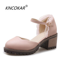 KNCOKAR-sandalias romanas de encaje para mujer, zapatos de verano, calzado dulce, grueso e impermeable, Baotou 2024 - compra barato