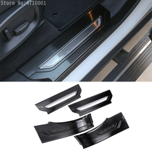 Protector de umbral de desgaste de puerta de coche, embellecedor de placa de acero inoxidable 304, negro cepillado, 4 Uds. Para Jaguar f-pace F Pace X761 2024 - compra barato