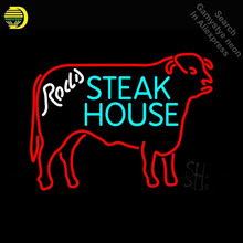 Placa neon para steakhouse estilo vaca, lâmpada em neon para artesanato, tubo de vidro verdadeiro, restaurante, janelas, dropshipping, luzes de bar 2024 - compre barato