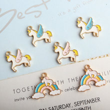 MRHUANG 10pcs/pack Rainbow Horse Enamel Charms DIY Bracelet Earrings for women Jewelry Accessory 2024 - buy cheap