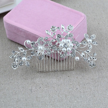 Charm Flower Hair Slide Clip Floral Headpiece Rhinestone Pearl Wedding Hair Comb Crystal Bridal Hairpin Jewelry Hair Accessories 2024 - buy cheap