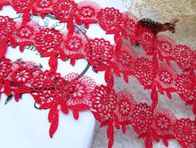 Adornos de encaje solubles en agua para vestido de novia, artesanía de costura de 2 metros, Rojo cálido, flor elegante 2024 - compra barato
