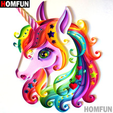 HOMFUN 5D DIY Diamond Painting Full Square/Round Drill "Colored unicorn" 3D Embroidery Cross Stitch gift Home Decor A01377 2024 - buy cheap