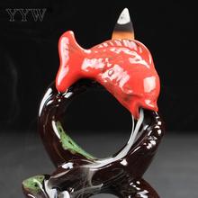 Waterfall Backflow Incense Burner Red Fish Incense Holder Ceramic Waterfall Censer Creatives Wierook Home Decor With 10 Cones 2024 - buy cheap