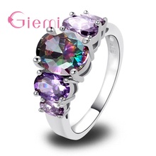 Anillo brillante de circonia cúbica AAA para mujer, sortija brillante de cristal de plata de ley 925, sortija de boda para mujer, joyería de fiesta, 9 colores 2024 - compra barato