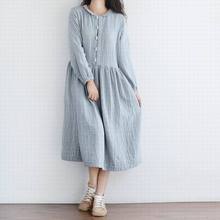 YoYiKamomo 2017 mulheres se vestem primavera original simples vestido de algodão de linho de algodão de manga solta e longo vestido tamanho grande 2024 - compre barato