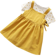 Girls Clothing Sets 2019 Summer Style Princess Kids Clothes Baby Girl Cute T-shirt And Sling Dress Suit Children Clothes Set 2024 - buy cheap