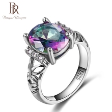 Bague Ringen Real 925 Sterling Silver Multicolor Topaz Wedding Rings for Women Vintage Hollow Gemstone Rings Fine Jewelry Gift 2024 - buy cheap