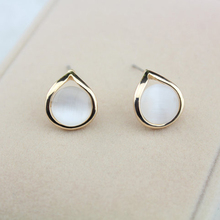 10 pairs/lot Gold Color Earrings Waterdrop Opal Stud Earring Beads Charm Statement Women Ear Jewelry Fashion Accessories 2024 - buy cheap