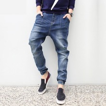 Discount Cheap Men's Stretch Jeans Loose Baggy Hip Hop Cargo Jeans Men Tapered Pants Korean Jeans Men 2024 - buy cheap