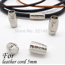 Rhodium Plated 100piece/lot 5mm Leather Cord End Caps Jewelry Tube Magnetic Clasps 2024 - buy cheap