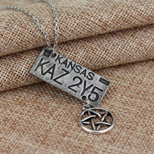free shipping Movie Jewelry Supernatural Dean License Plate Pendant Necklace New Fashion Vintage Necklace For Everyone Wholesale 2024 - buy cheap