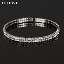 Роскошные браслеты с кристаллами для женщин, серебряные браслеты и обручи, свадебные украшения для невесты, винтажные браслеты B130 YEJEWEW 2024 - купить недорого