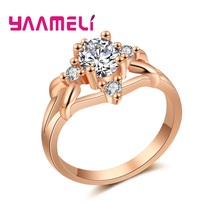 100% 925 Sterling Silver White Clear CZ Romantic Ring For Women Fashion Wedding Engagement Rose Gold Rings Big Sale 2024 - buy cheap