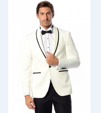 Custom Made Groomsmenn Shawl Lapel Groom Tuxedos One Button Mens Suits Wedding Best Man (Jacket+Pants+Tie+Hankerchief) B782 2024 - buy cheap