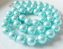 New Arrival Wholesale Price 10mm Lake Blue Shell Pearl Necklace Chain 18inch 2pcs/lot Fashion Women Girl Gift Jewelry  JT6062 2024 - buy cheap