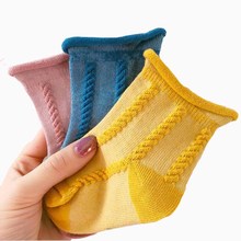 1-8 Year Children socks crimping flowers solid color socks cotton boys girls baby socks 6 pairs pack 2024 - buy cheap