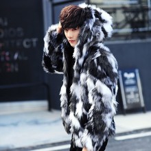 2021 Winter Male Fur Overcoat Mens Fur Coats with Hood FurParka Oversized Men Fur Overcoat Warm Faux Fur Jacket Men 2024 - buy cheap