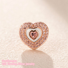 2019 Spring 100% 925 Sterling Silver Hearts on Hearts Charm Rose gold beads Fits Original brand bracelets Jewelry Making 2024 - buy cheap