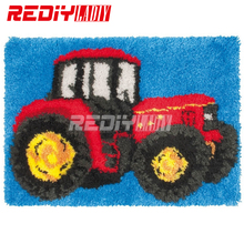 DIY Latch Hook Rug Kits Unfinished Crocheting Tapestry 3D Yarn Needlework Cushion Set for Embroidery Carpet Red Farm Tractor Mat 2024 - buy cheap