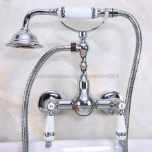 Chrome Finish Wall Mounted Bathroom Faucet Bath Mixer Tap With Hand Shower Head Shower Faucet Kna211 2024 - buy cheap