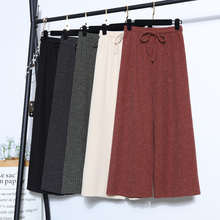 Nuevos pantalones coreanos de moda para otoño e invierno, pantalones de pierna ancha tejidos para mujer, pantalones elásticos de cintura alta para mujer, pantalones holgados informales para mujer SF1792 2024 - compra barato