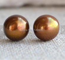 Wedding Pearl Jewelry , AAA 10MM Brown Genuine Freshwater Pearl Stud Earrings , Bridesmaid Gift , S925 Sterling Silvers Jewelry. 2024 - buy cheap