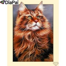 Diapai 5d pintura completa de diamante/redonda "animal gato" imagem de strass bricolagem pintura de diamante decoração para casa a26356 2024 - compre barato