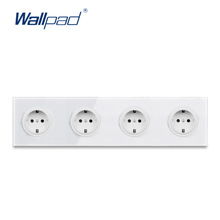 Wallpad L6 White Quadruple 4 Way German EU Plug Schuko Power Outlet Wall Socket with Tempered Glass Panel 344*86mm 4 Port 4 Gang 2024 - buy cheap