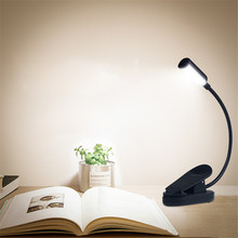 Luminária led recarregável de emergência, lâmpada de leitura com prendedor para livro, usb, iluminação portátil para mesa, escritório