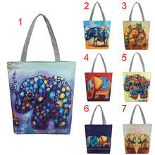 Women Elephant Printed Canvas Tote Casual Beach Bags Single Shoulder Bags Traveling Shopping Handbag WML99 2024 - buy cheap